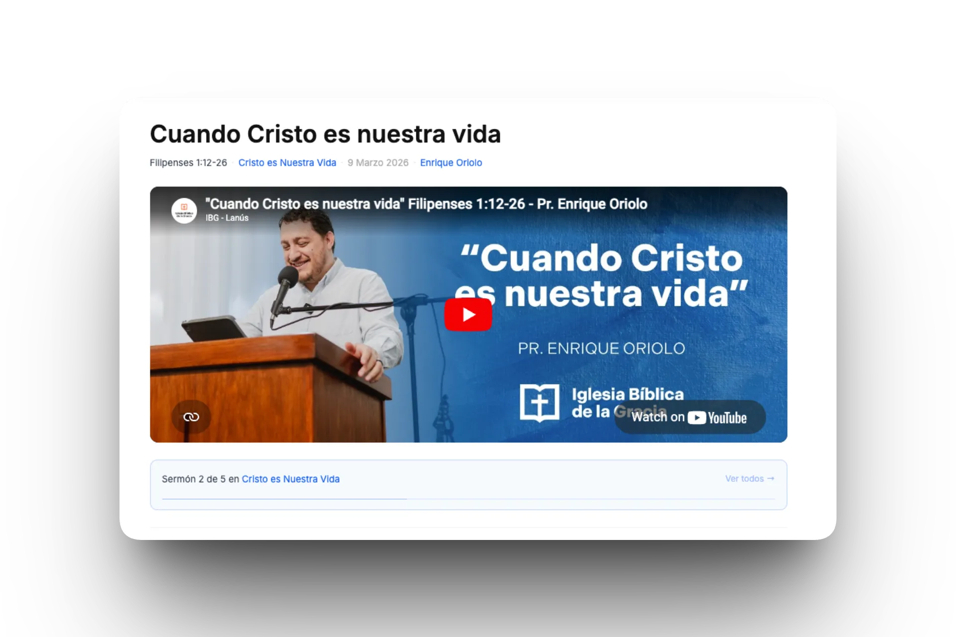 Vista de página individual del sermón