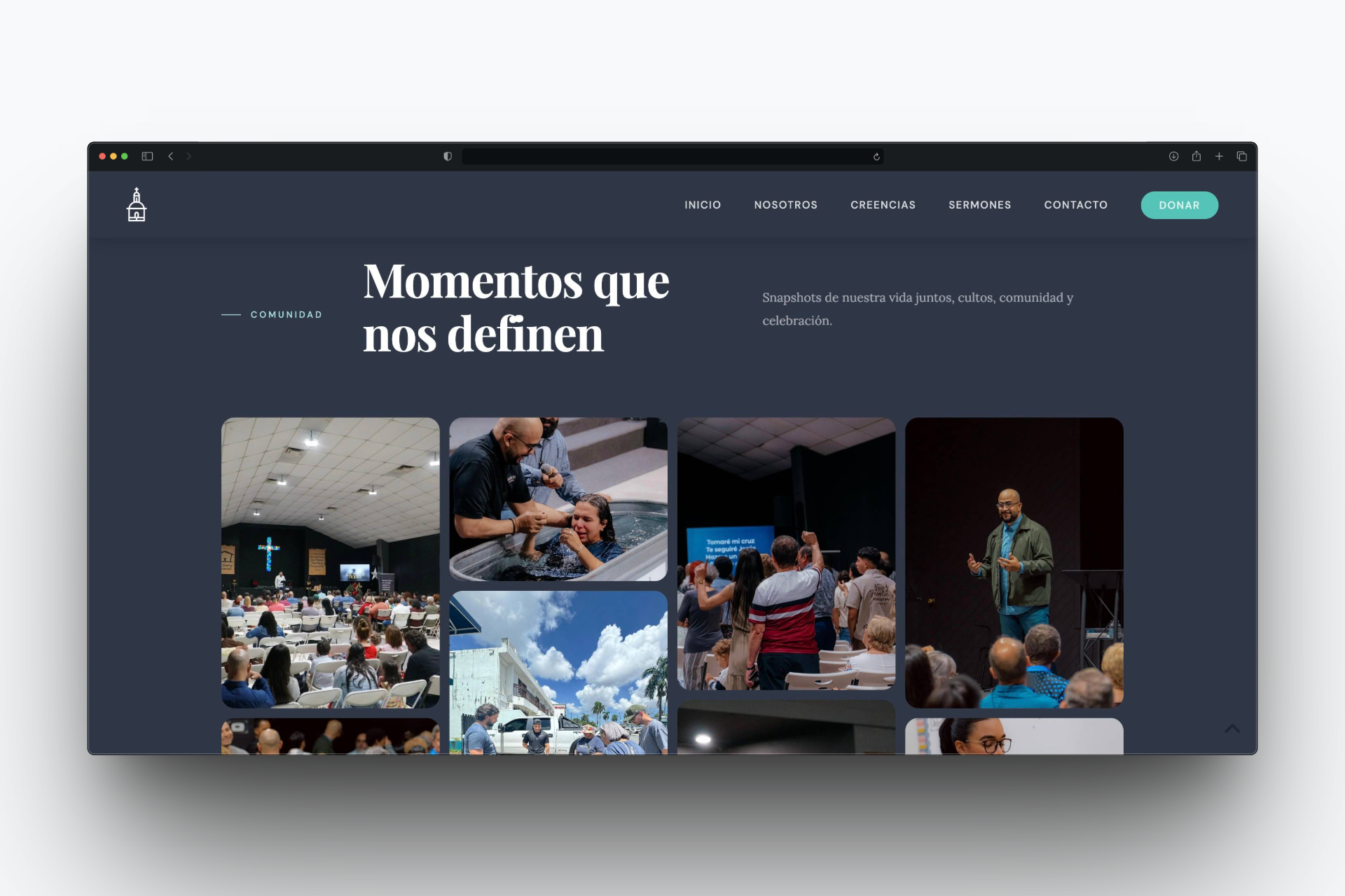 Screenshot del sitio de la iglesia