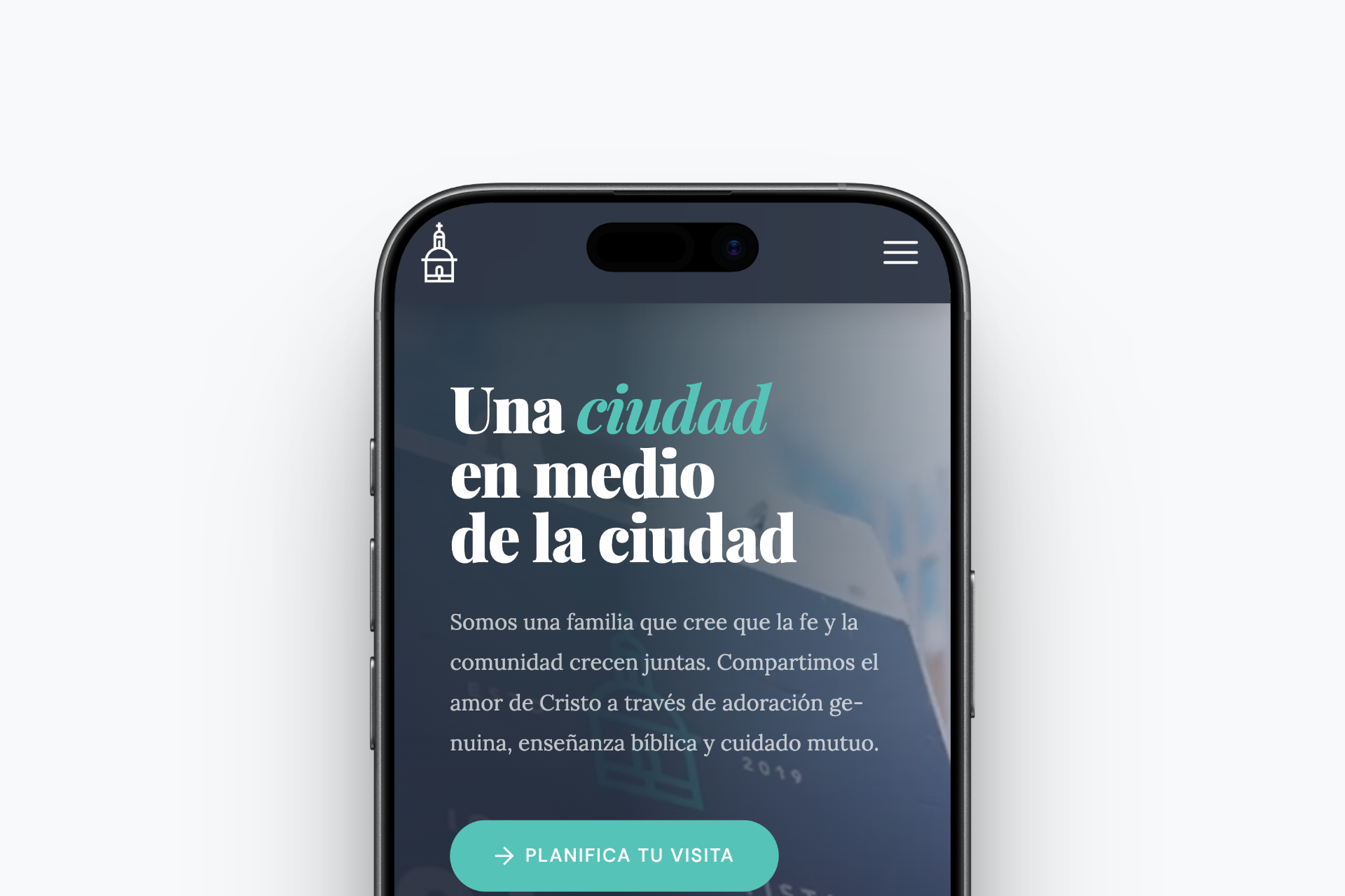 Screenshot del sitio de la iglesia