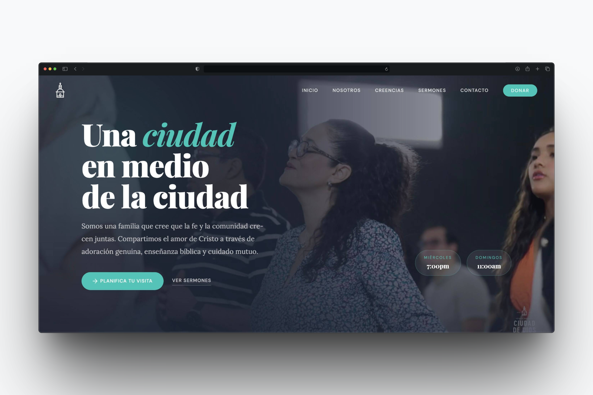 Screenshot del sitio de la iglesia