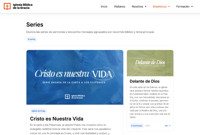 Captura de la página de series de SermoLibrary