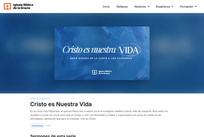Captura de la página individual de una serie en SermoLibrary