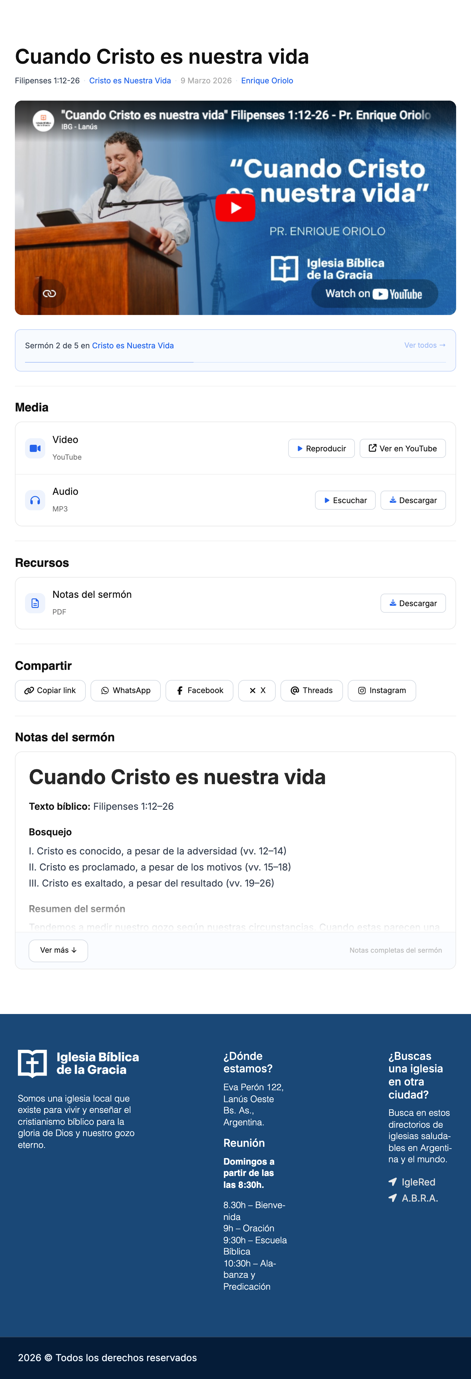 Vista previa de SermoLibrary — página de un sermón